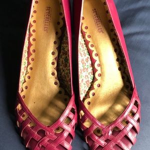 Seychelles fuchsia peep toe heels size 12